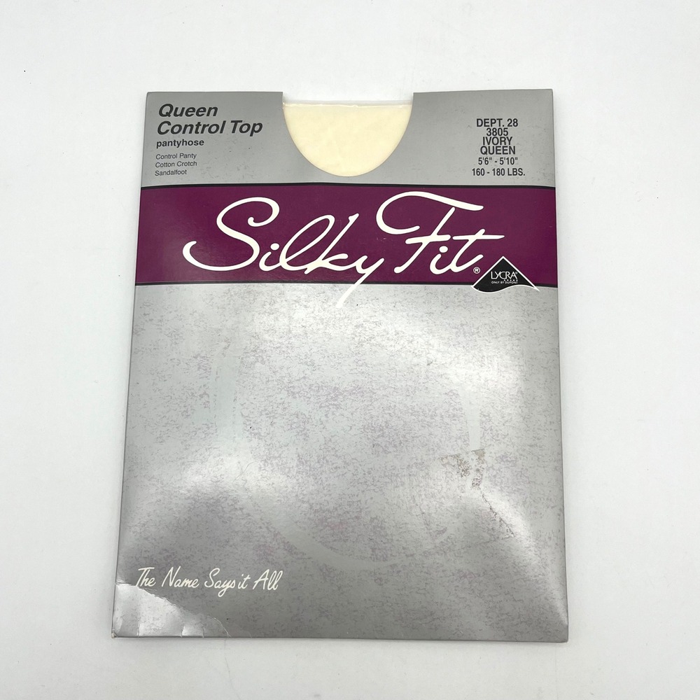Silky Fit Queen Control Top Pantyhose Ivory Stockings‎ Hosiery Plus Size